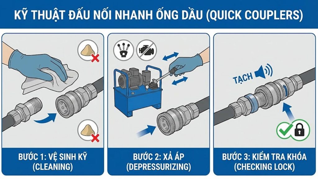 Kiểm tra hệ thống thủy lực trên moóc lùn cổ cò rời