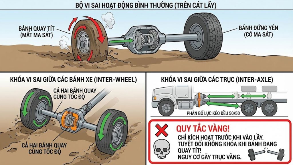 Kỹ thuật lái xe sơ mi rơ moóc ben trên nền cát lầy