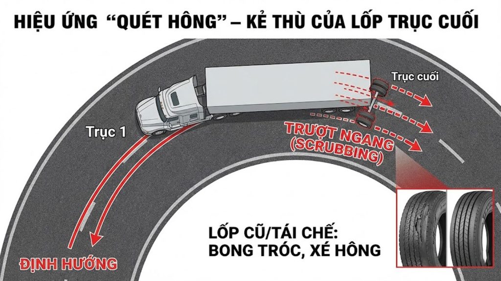 Tại sao không nên dùng lốp cũ "tái chế" cho trục cuối của rơ moóc?