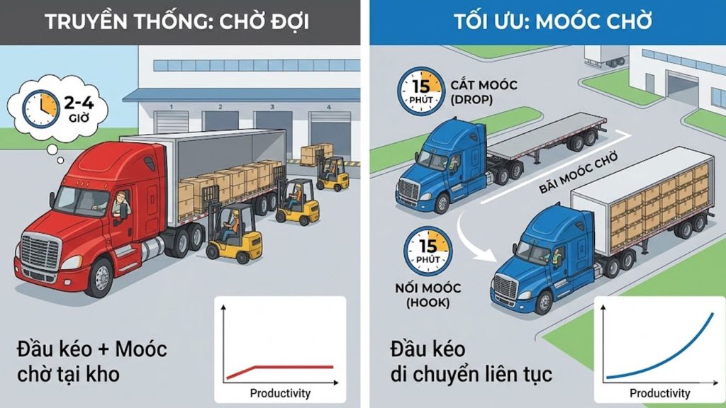 Tối ưu hóa chuỗi cung ứng bằng cách dùng "moóc chờ" tại kho