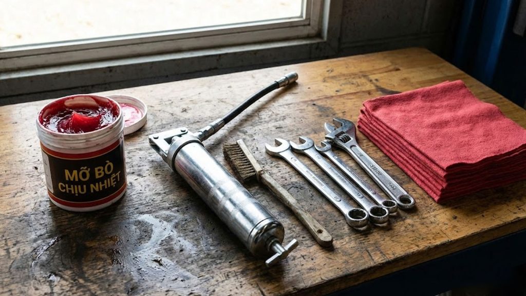 Tự bảo dưỡng tay quay chân chống sơ mi rơ moóc tại nhà trong 15 phút