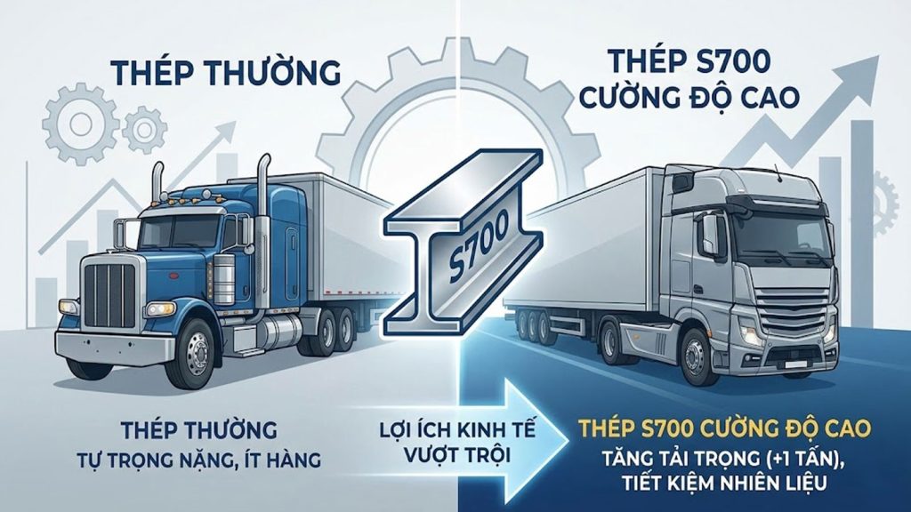 Ưu điểm của moóc sử dụng dầm thép cường độ cao (Thép S700)