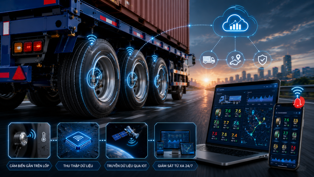 CẢM BIẾN ÁP SUẤT LỐP IOT: ĐẦU TƯ NHỎ, LỢI ÍCH LỚN TRONG KỶ NGUYÊN LOGISTICS 4.0