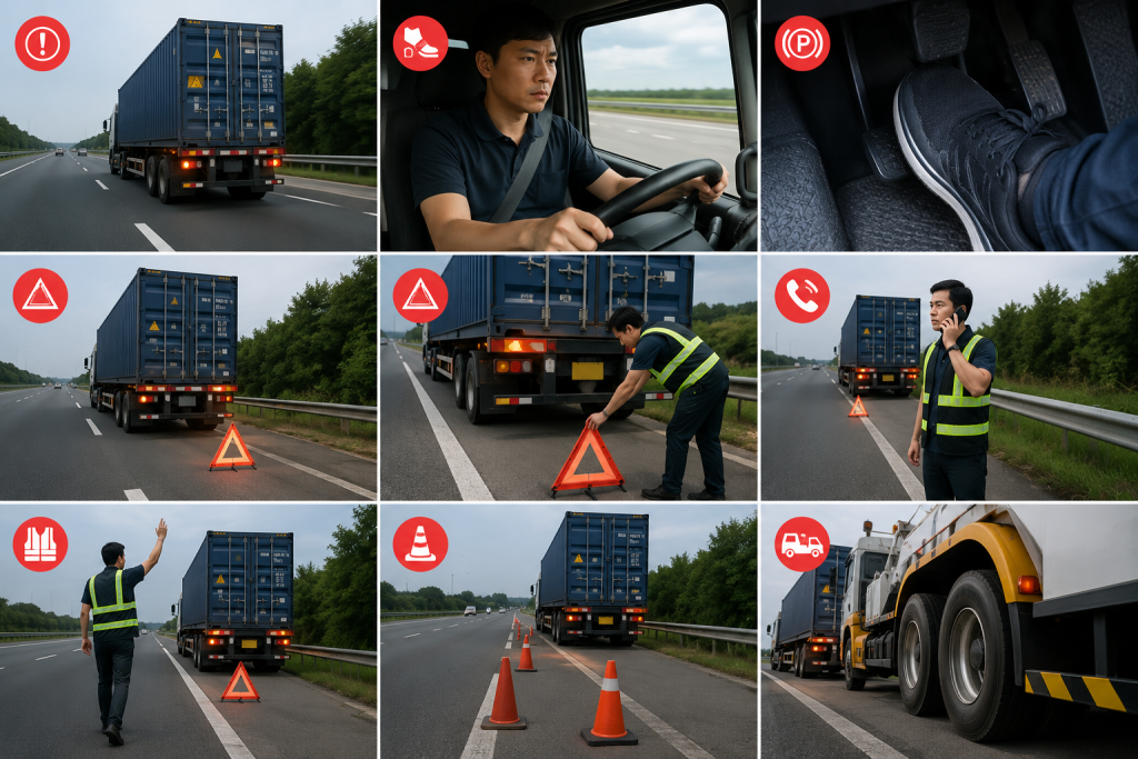 THỦ TỤC XE MOÓC: QUY TRÌNH XỬ LÝ SỰ CỐ PHANH TRÊN CAO TỐC AN TOÀN NHẤT