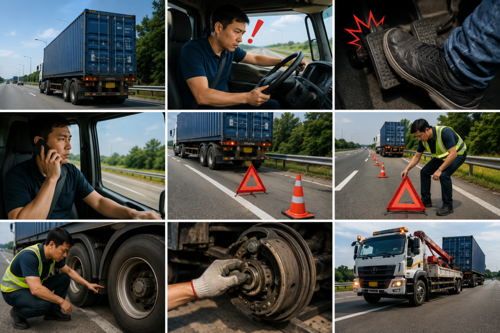 THỦ TỤC XE MOÓC: QUY TRÌNH XỬ LÝ SỰ CỐ PHANH TRÊN CAO TỐC AN TOÀN NHẤT