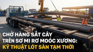 Chở hàng sắt cây trên sơ mi rơ moóc xương