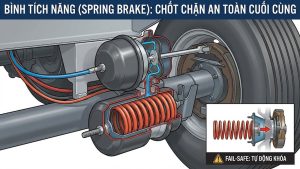 Vai trò của bình tích năng (Spring Brake) trong an toàn rơ moóc