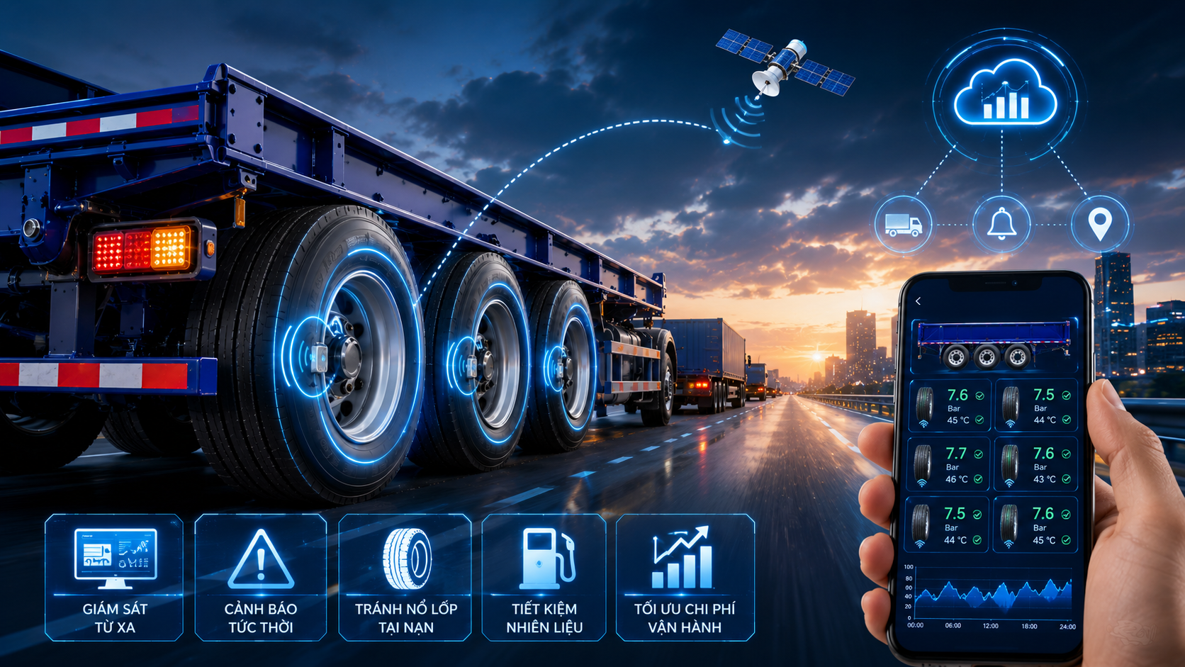 CẢM BIẾN ÁP SUẤT LỐP IOT: ĐẦU TƯ NHỎ, LỢI ÍCH LỚN TRONG KỶ NGUYÊN LOGISTICS 4.0